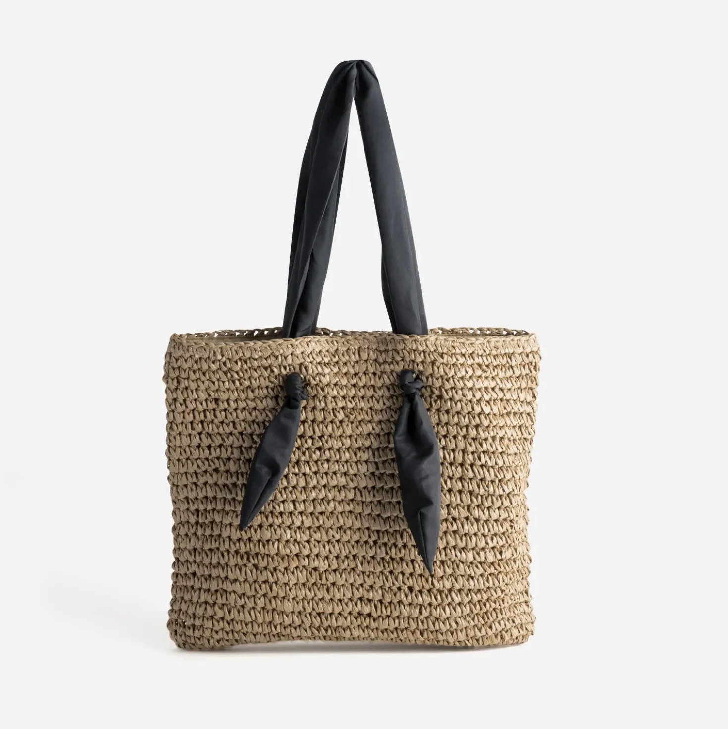 Cabas beige paille papier anses-foulard