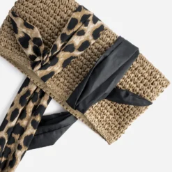 Cabas beige paille papier anses-foulard