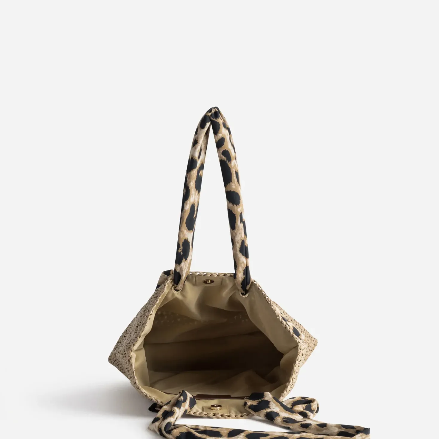 Cabas beige paille papier anses-foulard