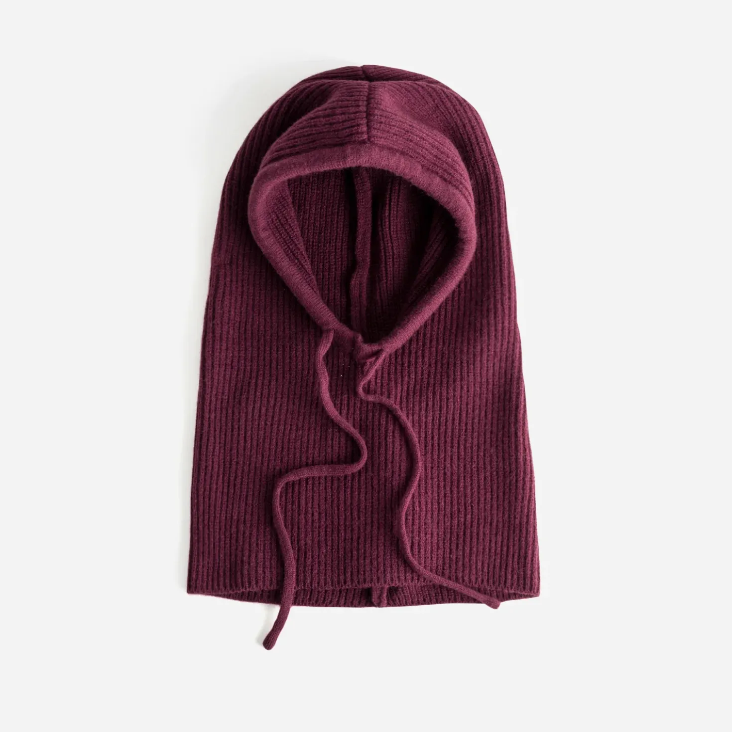 Cagoule bordeaux tricot côtelé