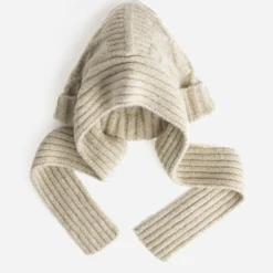 Cagoule écrue tricot à nouer