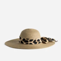 Capeline camel paille papier double foulard