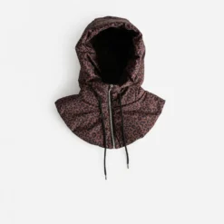 Capuche doudoune marron motif léopard