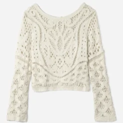 Cardigan beige effet crochet