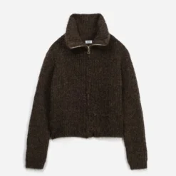 Cardigan ERAM WEAR marron tricot col camionneur