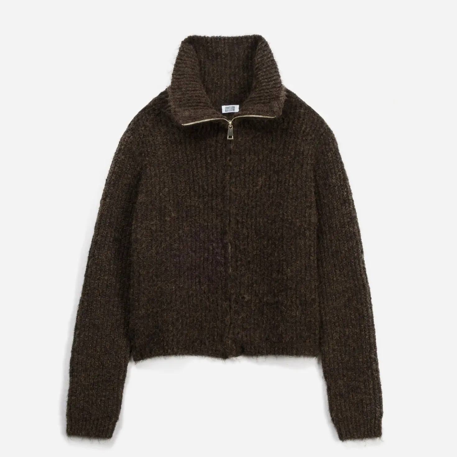 Cardigan ERAM WEAR marron tricot col camionneur