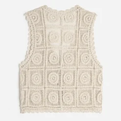 Cardigan sans manches TEXTO beige crochet