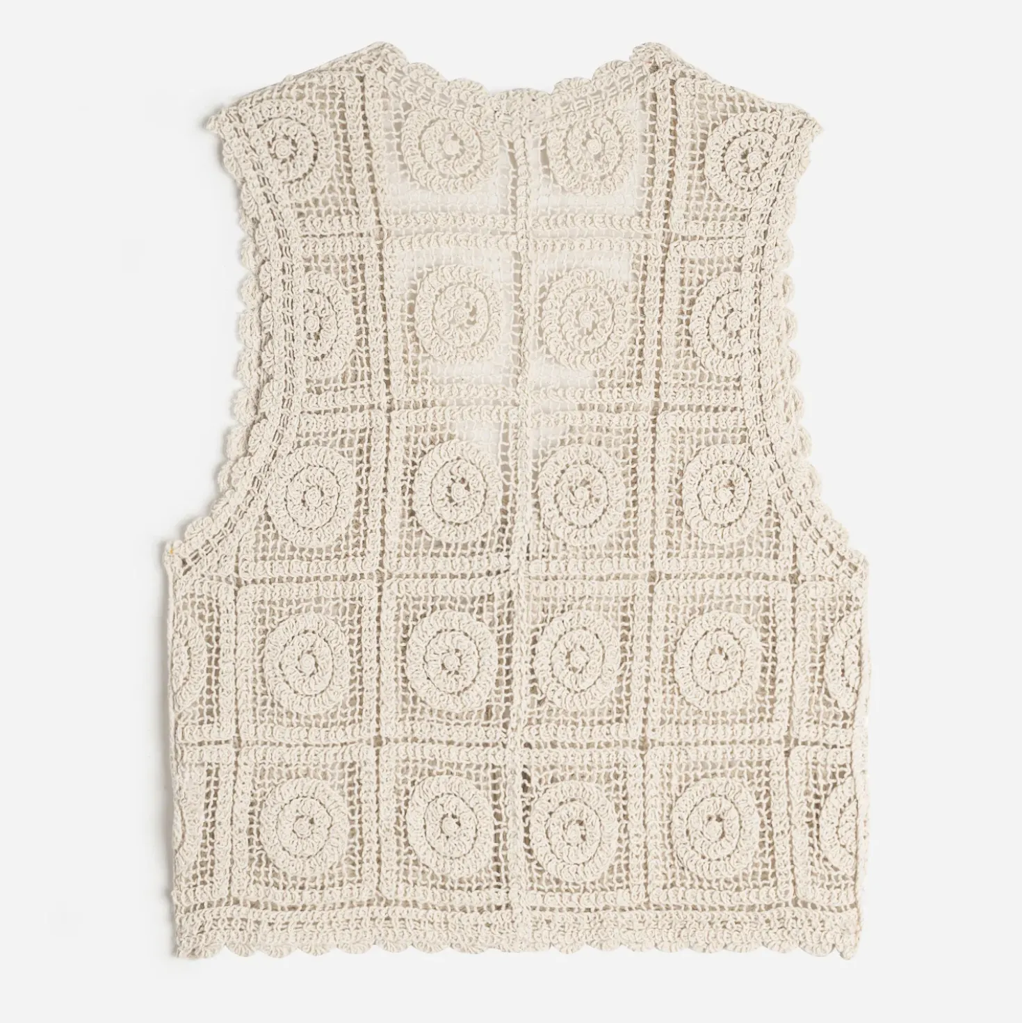 Cardigan sans manches TEXTO beige crochet