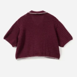 Cardigan TEXTO bordeaux tricot fantaisie
