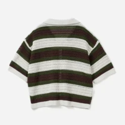 Cardigan TEXTO écru tricot fantaisie rayé