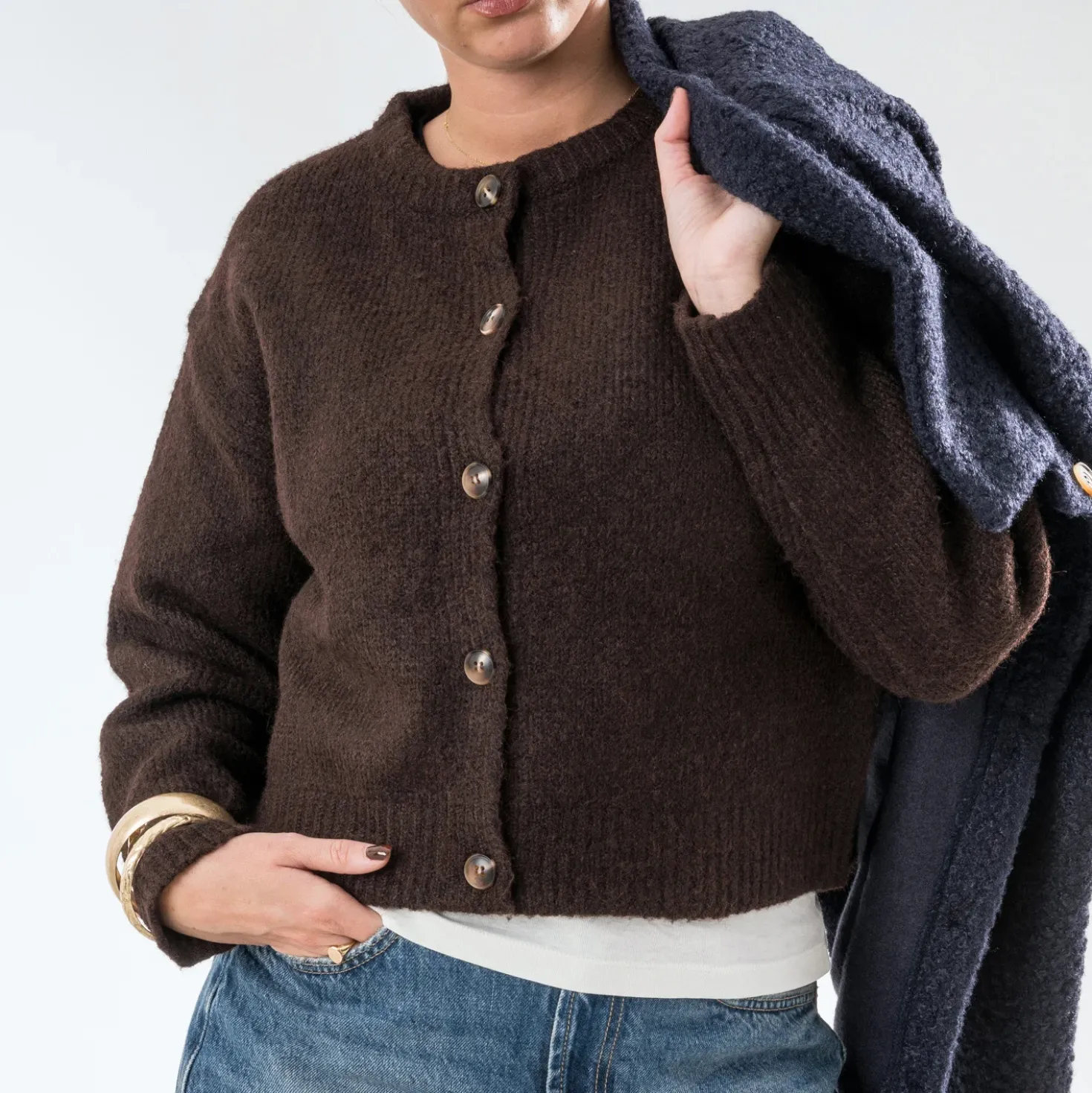 Cardigan TEXTO marron en tricot