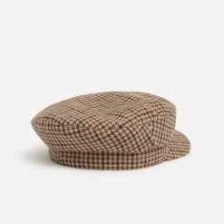 Casquette beige à motif pied-de-poule coloré