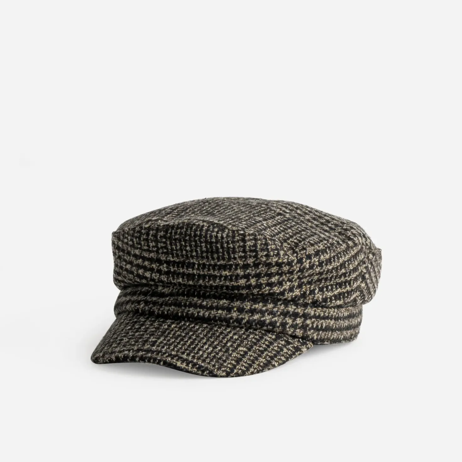 Casquette marron à motif carreaux