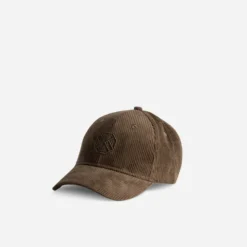 Casquette TEXTO marron velours côtelé broderie