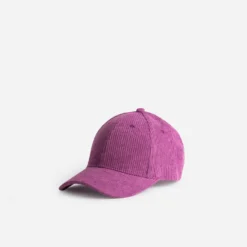 Casquette TEXTO rose foncé en velours côtelé