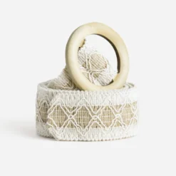 Ceinture beige tressée à boucle ronde