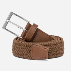 Ceinture camel tressée Homme