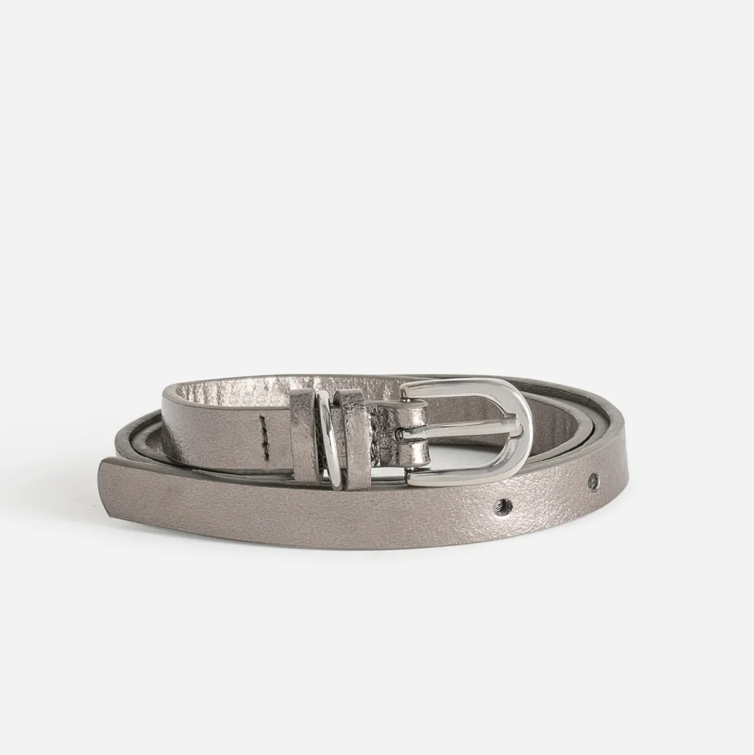 Ceinture fine grise métallisée