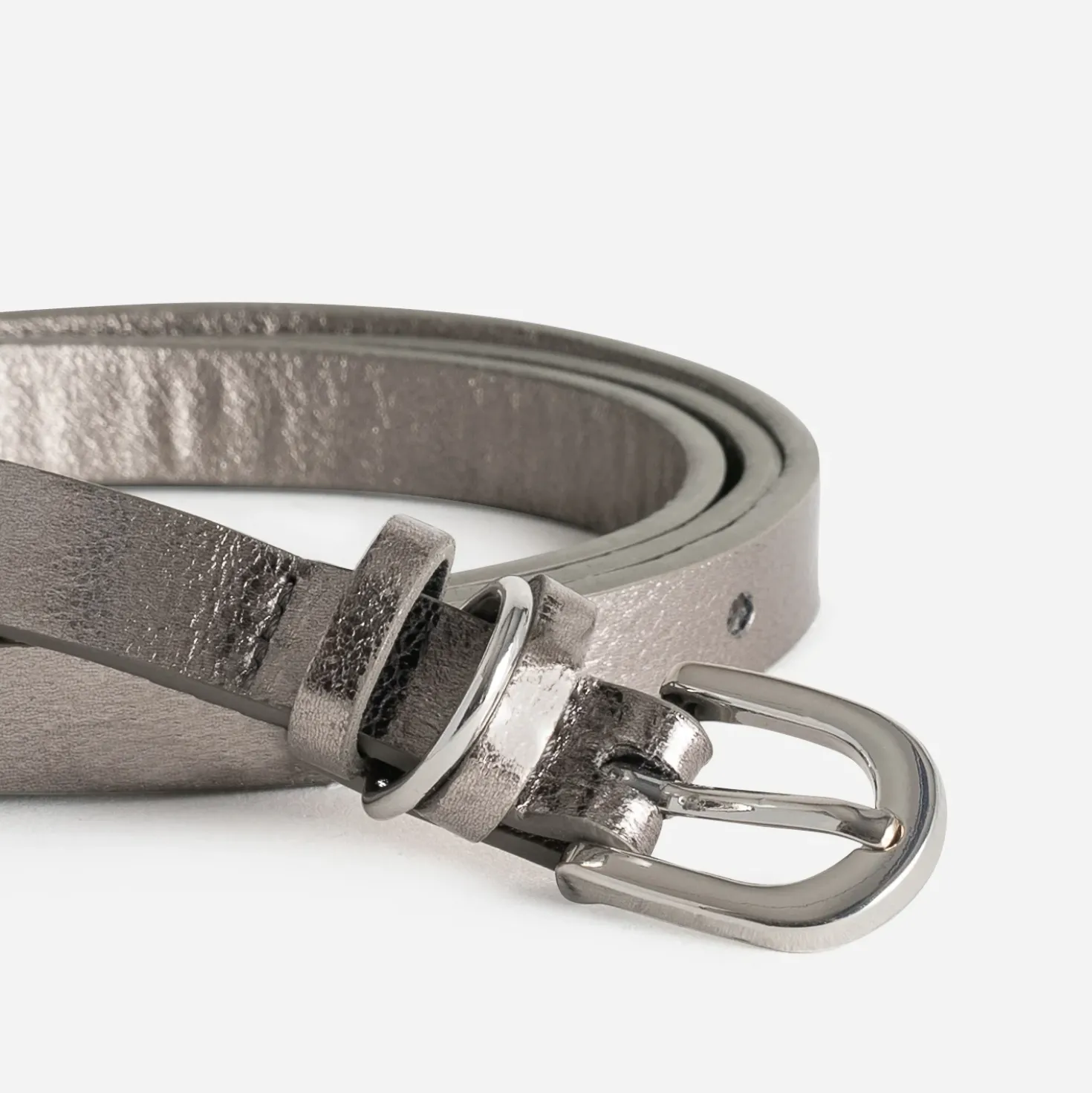 Ceinture fine grise métallisée