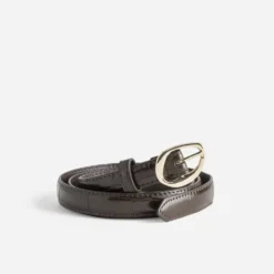 Ceinture fine marron embossage effet croco