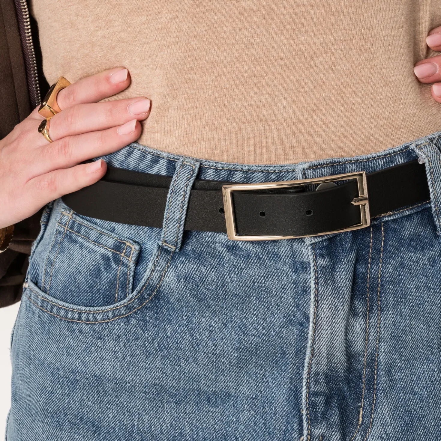 Ceinture noire cuir