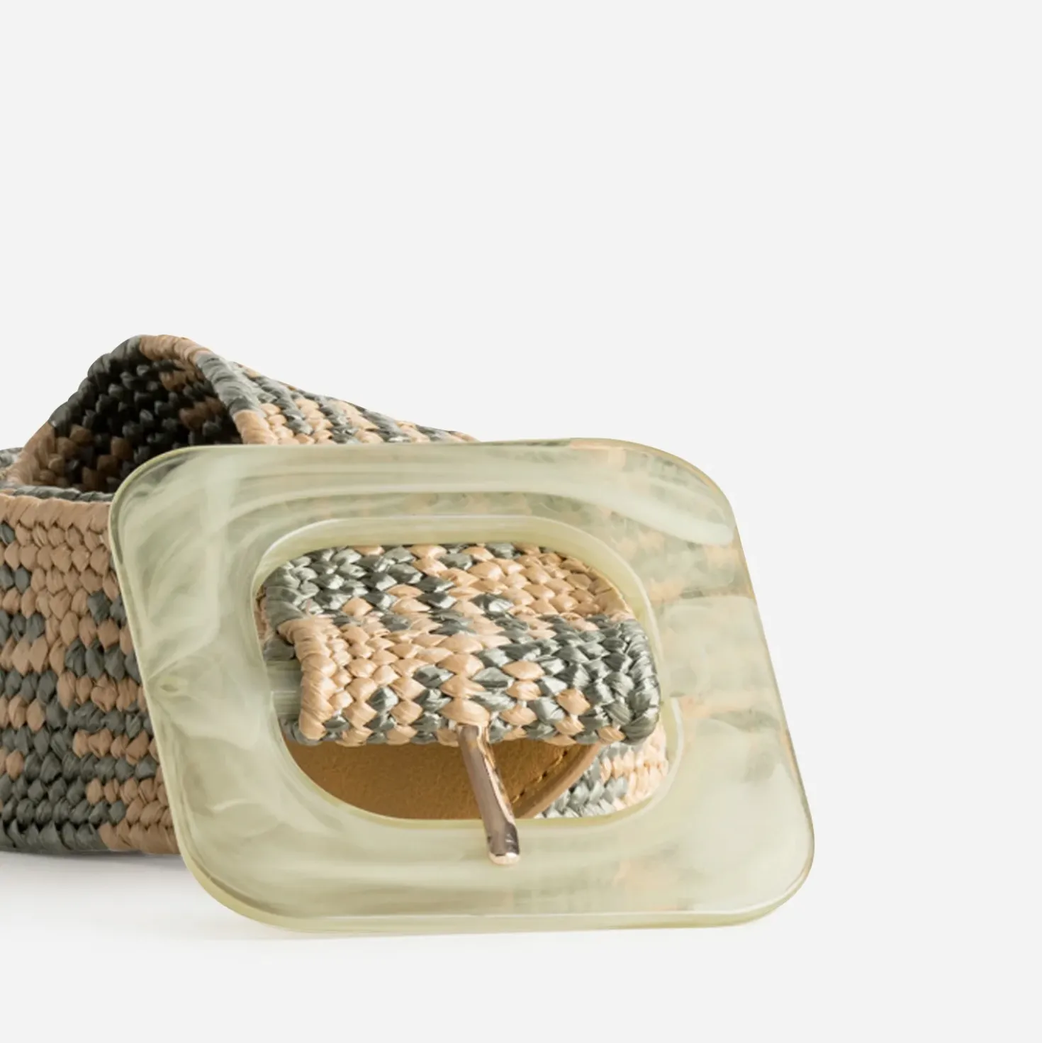 Ceinture verte et beige tressée