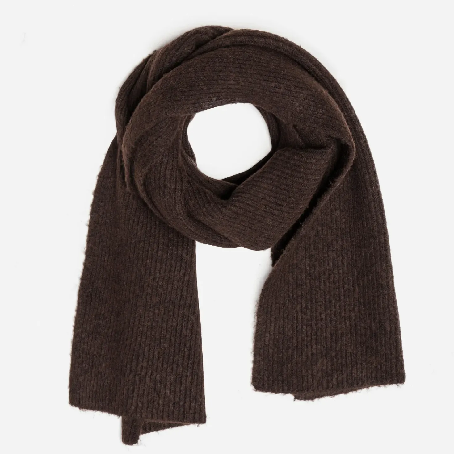 Écharpe marron maille côtelée homme