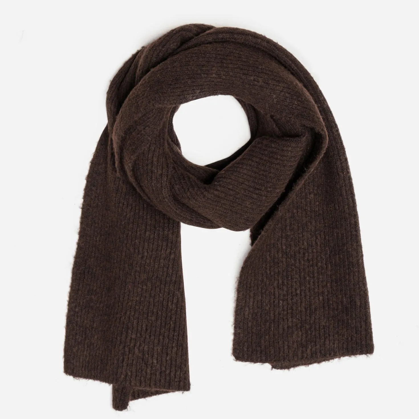 Écharpe marron maille côtelée homme