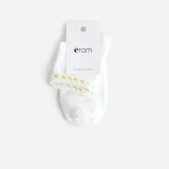 Chaussettes blanches décor fleurs