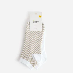 Chaussettes courtes blanches et dorées