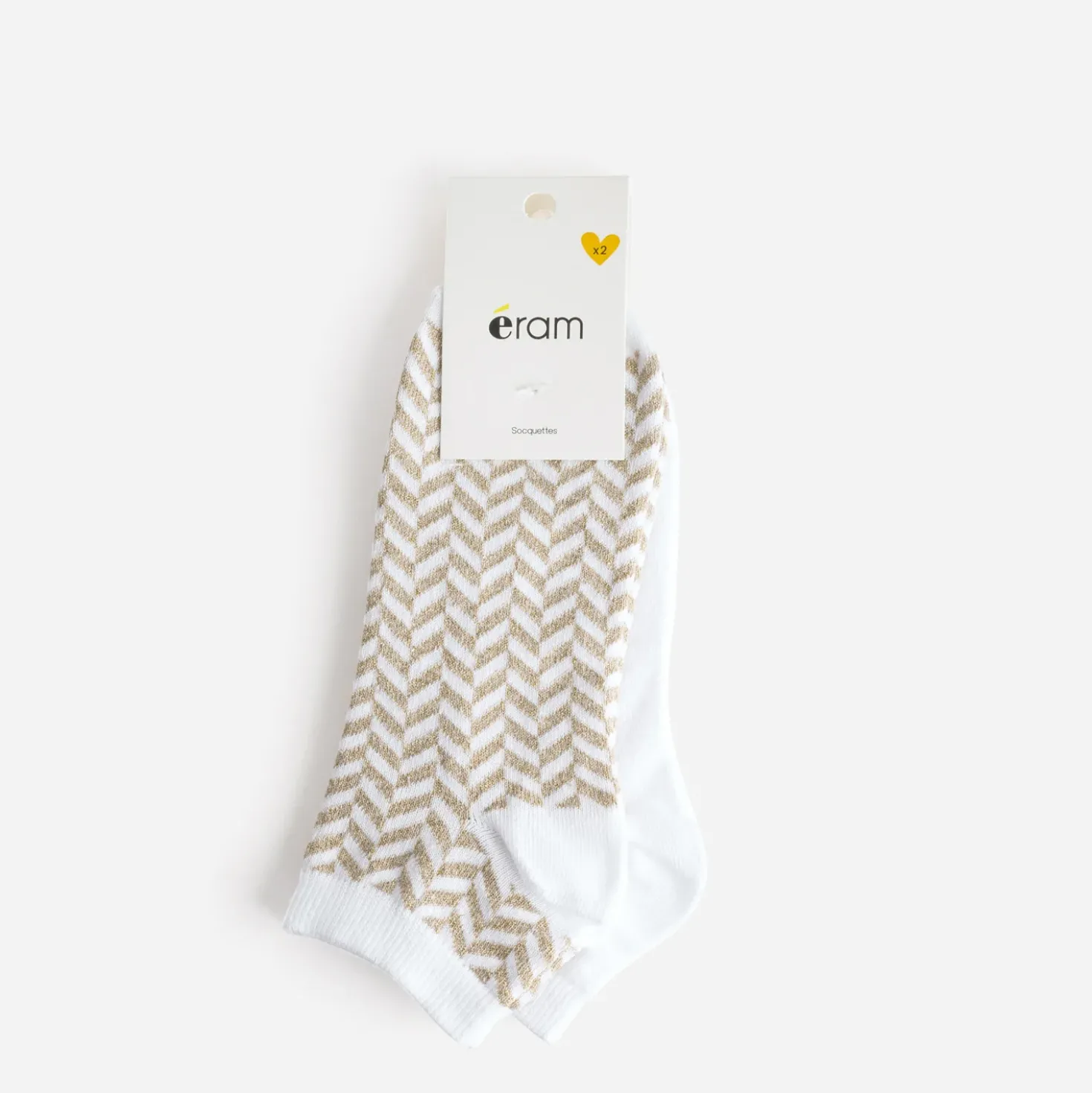 Chaussettes courtes blanches et dorées