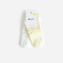 Chaussettes courtes jaune et blanche