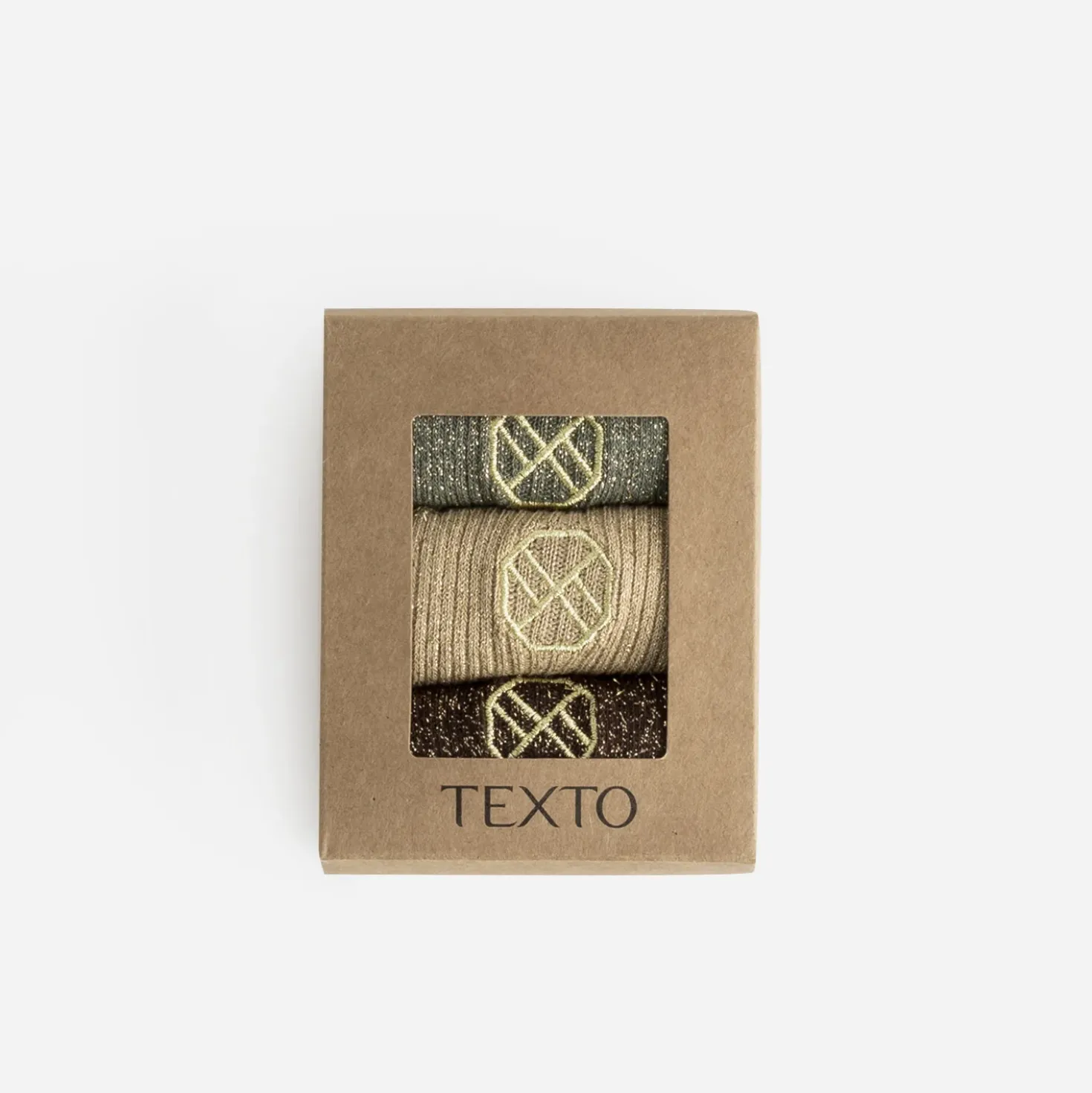 Chaussettes marron, beige, kaki pailletées