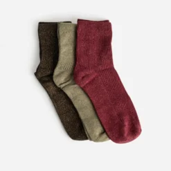 Chaussettes marron, bordeaux et kaki pailletées
