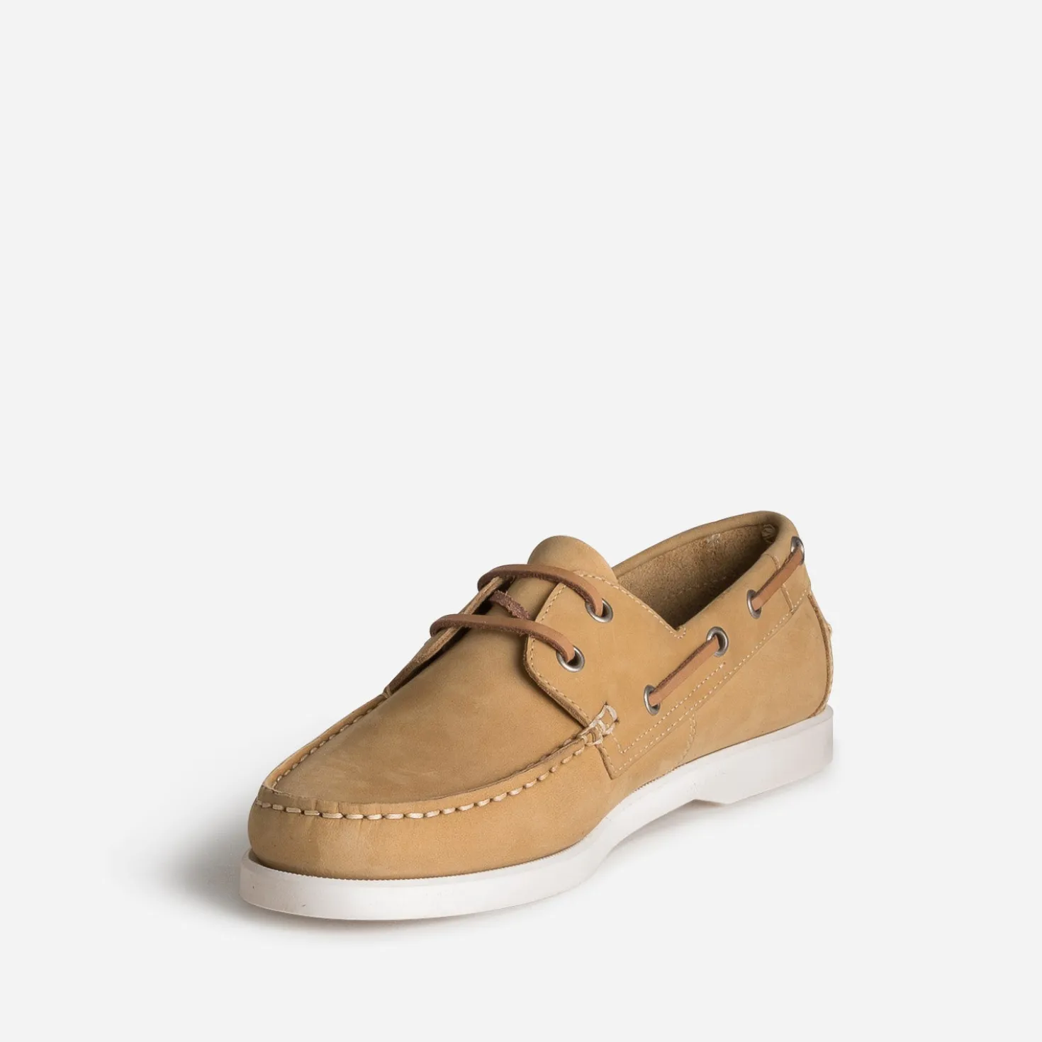 Chaussure-bateau camel cuir nubuck