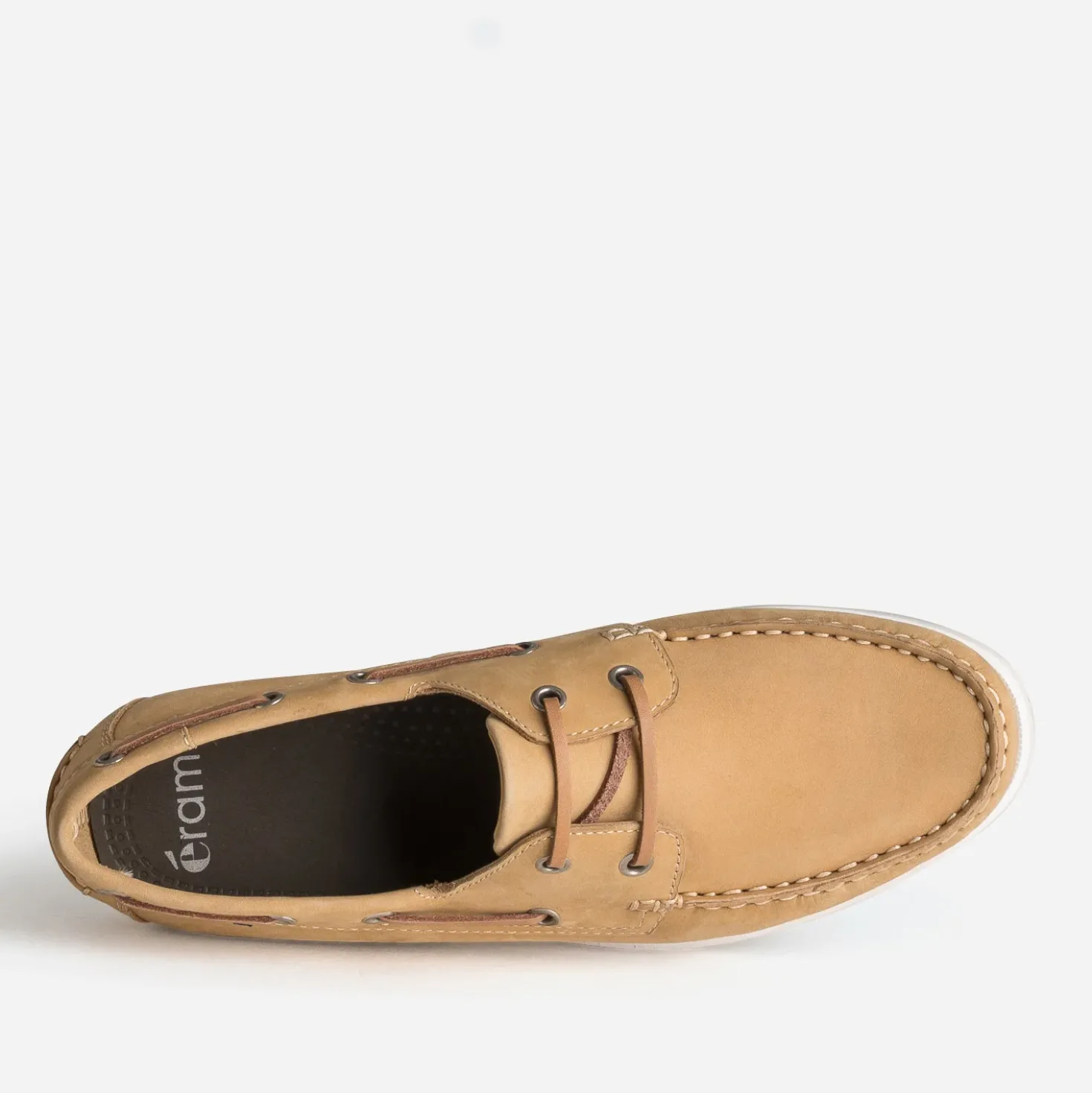 Chaussure-bateau camel cuir nubuck