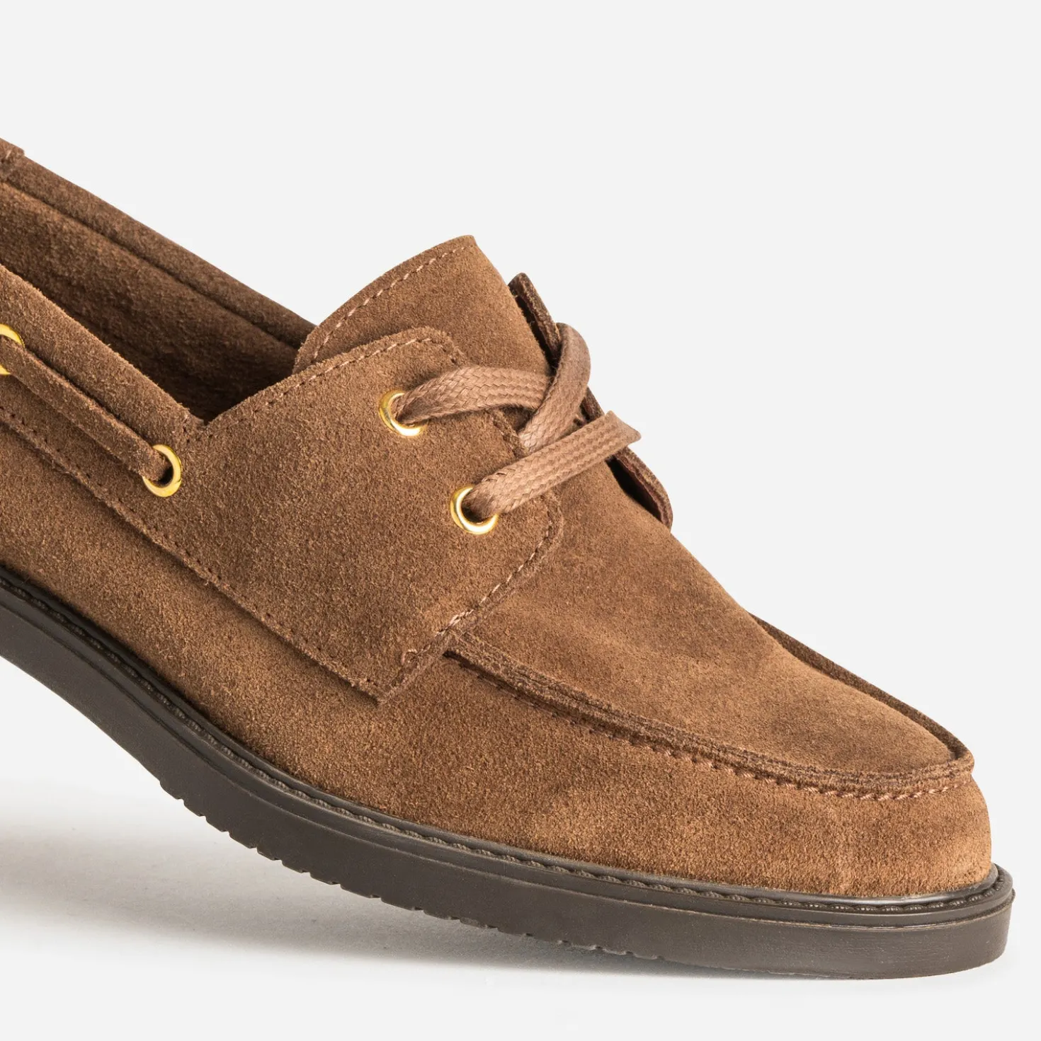 Chaussure bateau camel cuir velours