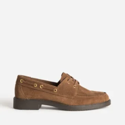 Chaussure bateau camel cuir velours