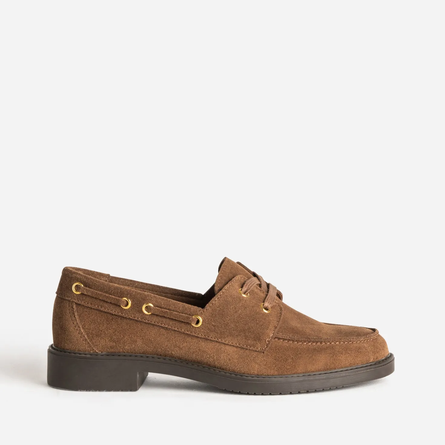 Chaussure bateau camel cuir velours