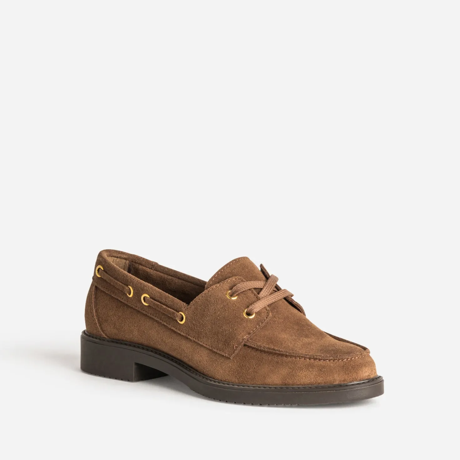 Chaussure bateau camel cuir velours