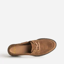 Chaussure bateau camel cuir velours