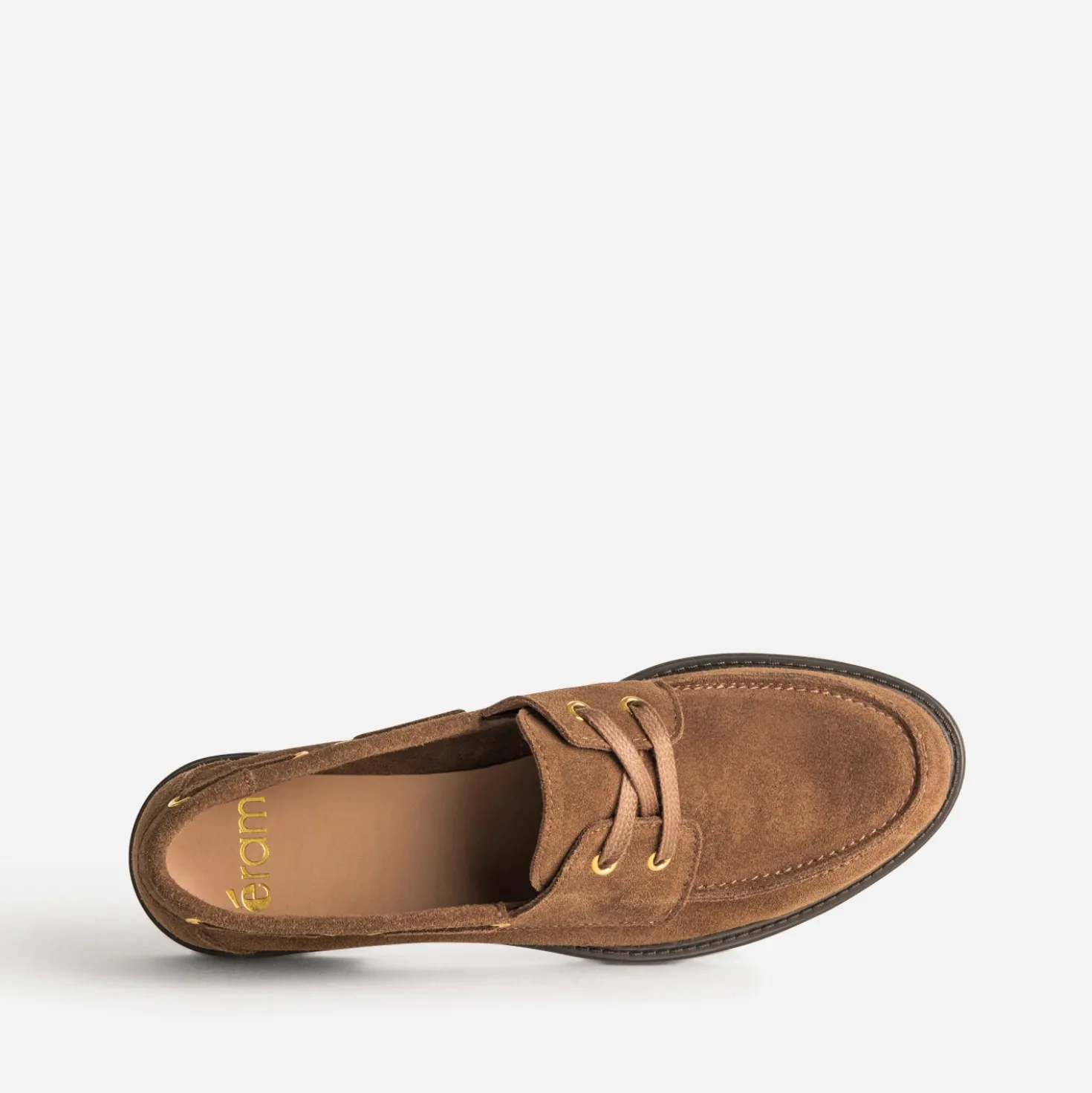 Chaussure bateau camel cuir velours