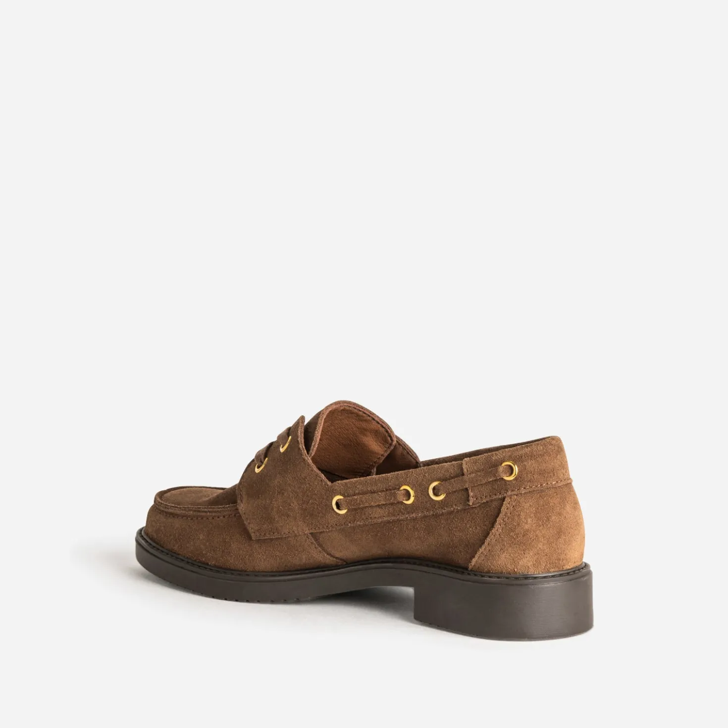 Chaussure bateau camel cuir velours