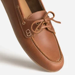 Chaussure-bateau cognac cuir