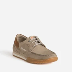 Chaussure bateau FLUCHOS taupe cuir nubuck