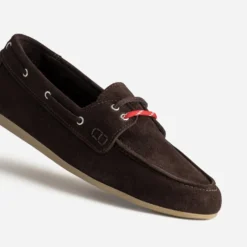 Chaussure-bateau marron cuir velours