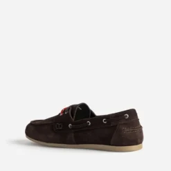 Chaussure-bateau marron cuir velours