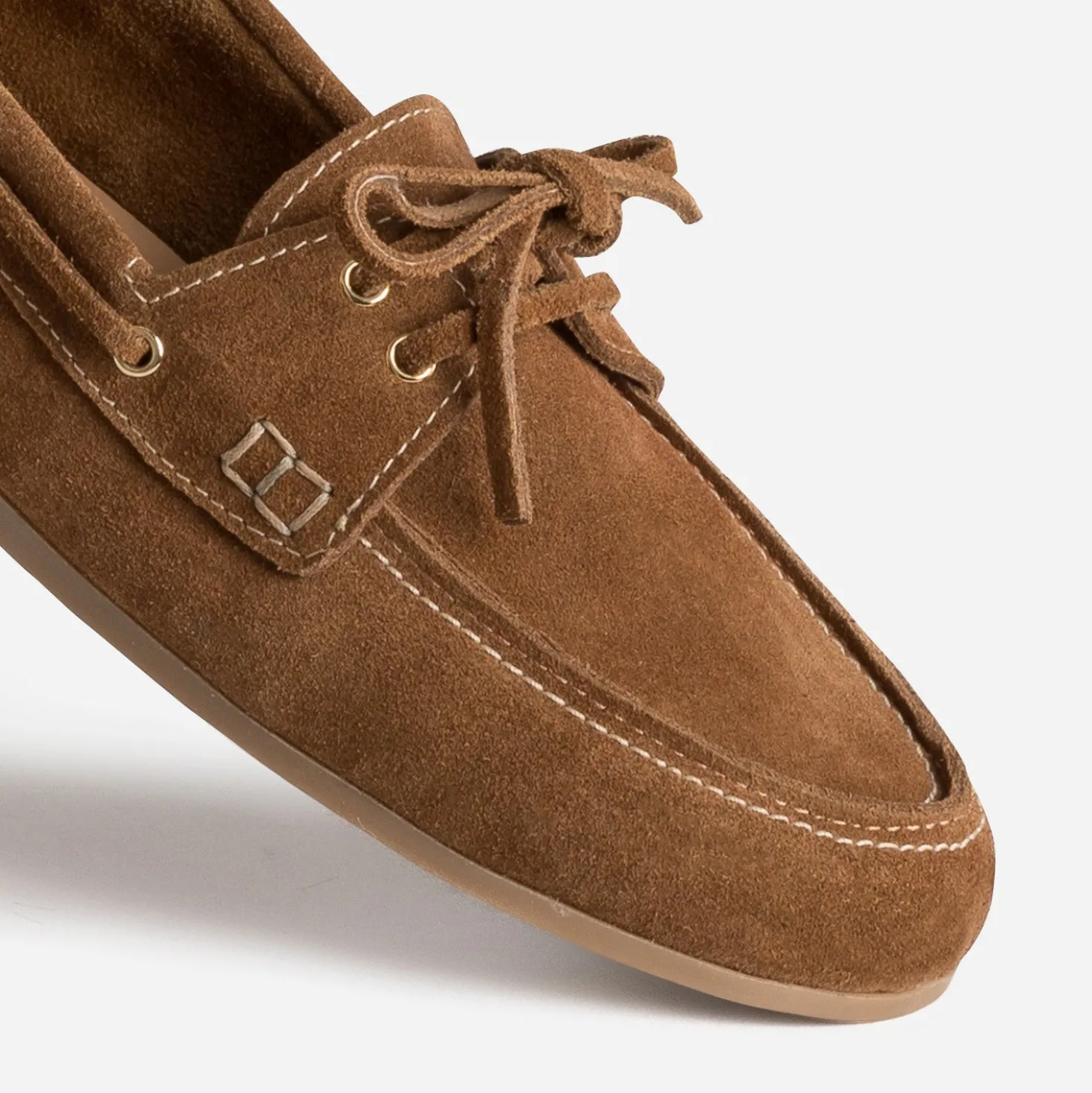 Chaussure-bateau marron cuir velours