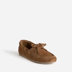 Chaussure-bateau marron cuir velours
