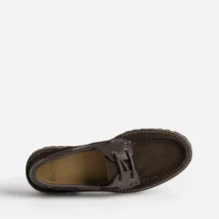 Chaussure-bateau marron cuir velours et cuir